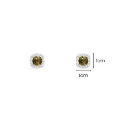 APM Monaco Khaki Square Stud Earrings- Earrings