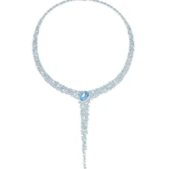 APM Monaco Lagoon Blue Y-Drop Pave Necklace- Necklaces