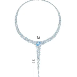 APM Monaco Lagoon Blue Y-Drop Pave Necklace- Necklaces