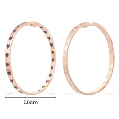 APM Monaco Large Chunky Hoop Earrings With Red Hearts- Earrings