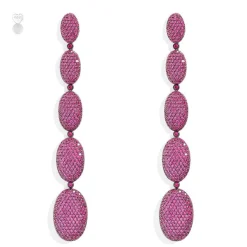 APM Monaco Long Fuchsia Oval Earrings- Earrings
