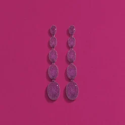 APM Monaco Long Fuchsia Oval Earrings- Earrings