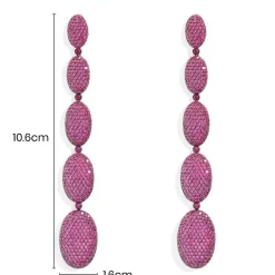 APM Monaco Long Fuchsia Oval Earrings- Earrings