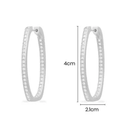 APM Monaco Long Pave Oval Earrings- Earrings
