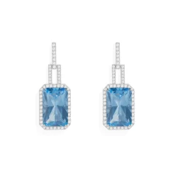 APM Monaco Long Statement Lagoon Blue Earrings- Earrings