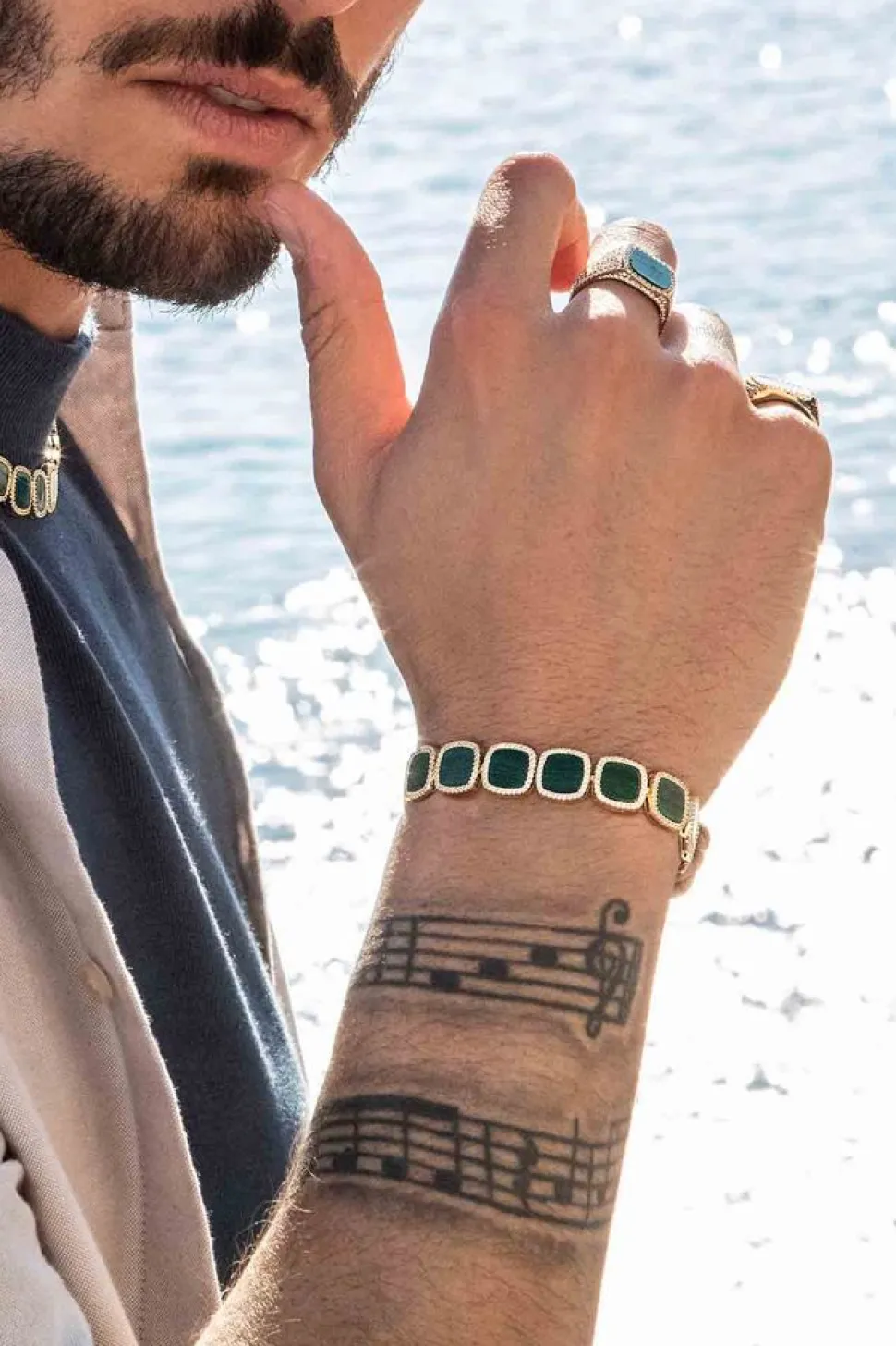 APM Monaco Malachite Bangle- Bracelets