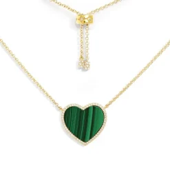 APM Monaco Malachite Heart Adjustable Necklace- Necklaces