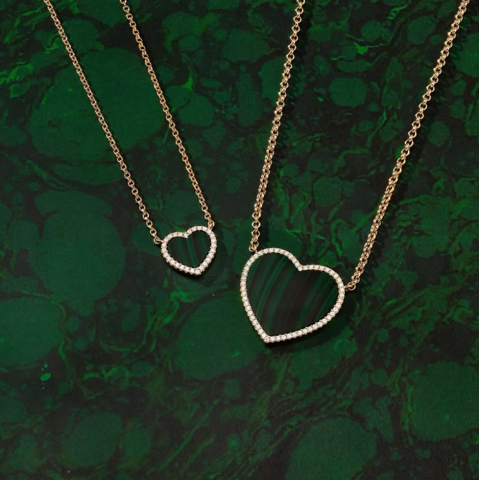 APM Monaco Malachite Heart Adjustable Necklace- Necklaces