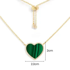 APM Monaco Malachite Heart Adjustable Necklace- Necklaces
