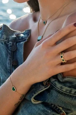 APM Monaco Malachite Heart Adjustable Bracelet- Bracelets