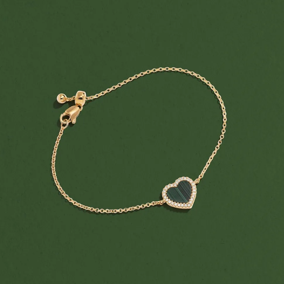 APM Monaco Malachite Heart Adjustable Bracelet- Bracelets