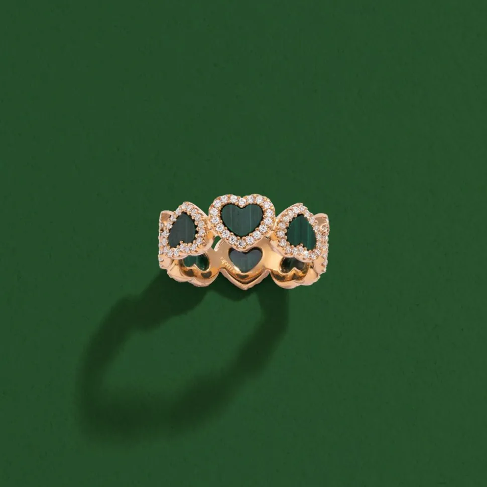 APM Monaco Malachite Heart Ring- Rings