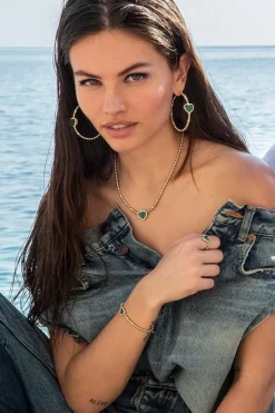 APM Monaco Malachite Heart Ring With Beads- Rings