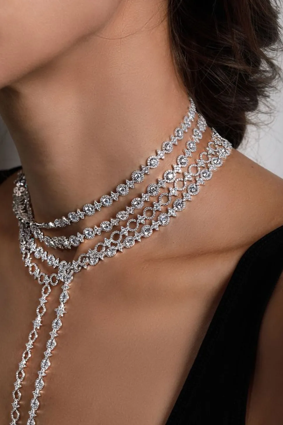 APM Monaco Meteorites & Circles Y-Drop Choker- Necklaces