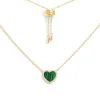 APM Monaco Mini Malachite Heart Adjustable Necklace- Necklaces