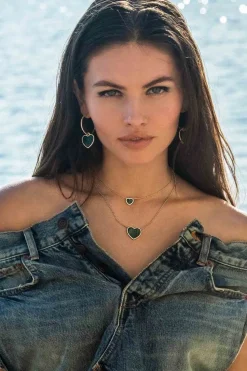 APM Monaco Mini Malachite Heart Adjustable Necklace- Necklaces