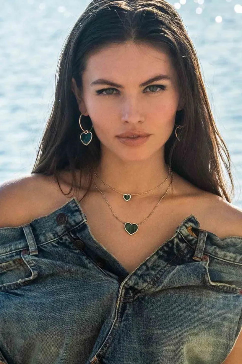 APM Monaco Mini Malachite Heart Adjustable Necklace- Necklaces