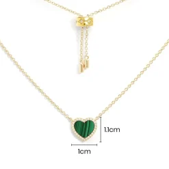APM Monaco Mini Malachite Heart Adjustable Necklace- Necklaces