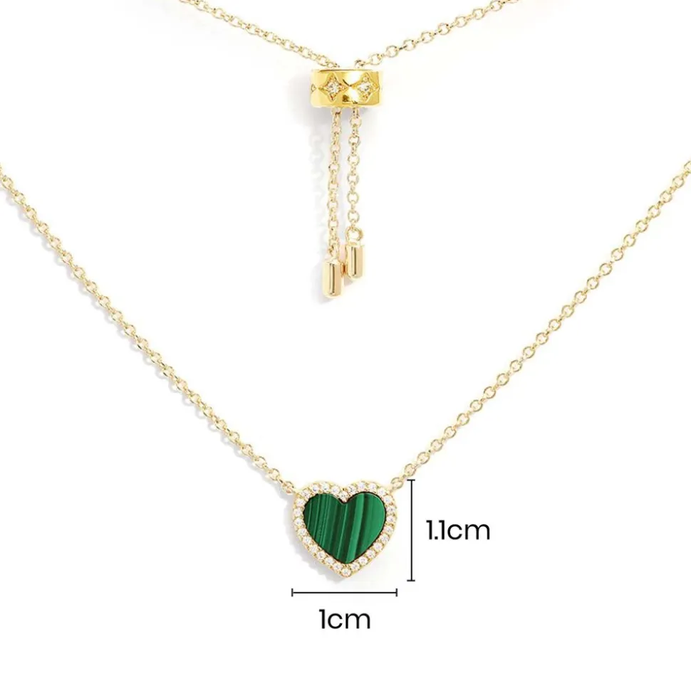 APM Monaco Mini Malachite Heart Adjustable Necklace- Necklaces