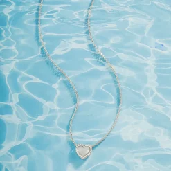APM Monaco Mini White Nacre Heart Adjustable Necklace- Necklaces