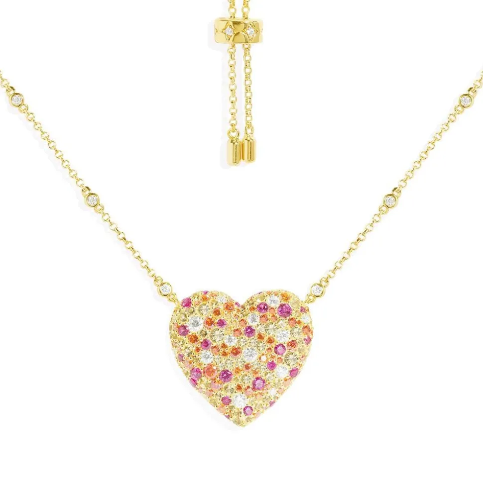 APM Monaco Multicolor Heart Adjustable Necklace- Necklaces