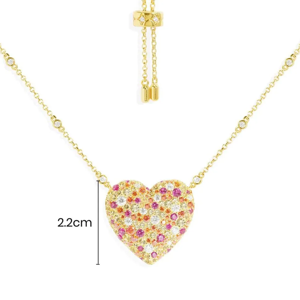 APM Monaco Multicolor Heart Adjustable Necklace- Necklaces