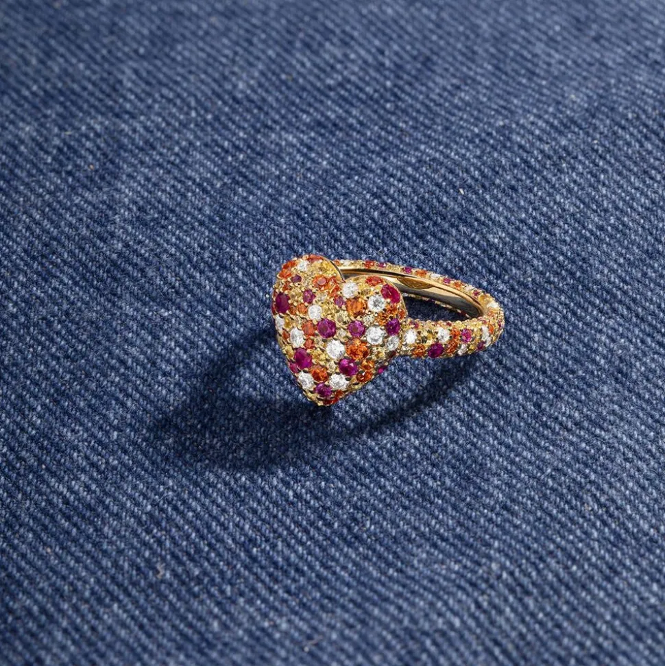 APM Monaco Multicolor Heart Ring- Rings