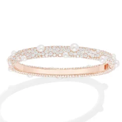 APM Monaco Pave Bangle With Pearls- Bracelets