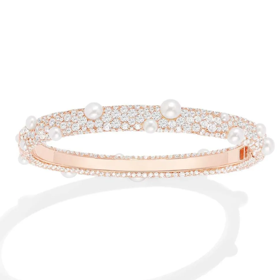 APM Monaco Pave Bangle With Pearls- Bracelets