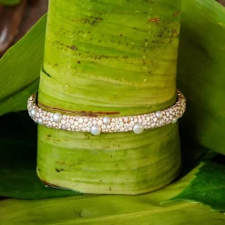 APM Monaco Pave Bangle With Pearls- Bracelets