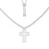 APM Monaco Pave Cross Adjustable Necklace With Beads- Necklaces