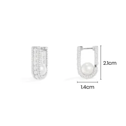 APM Monaco Pave Hoop Earrings With Pearls- Earrings