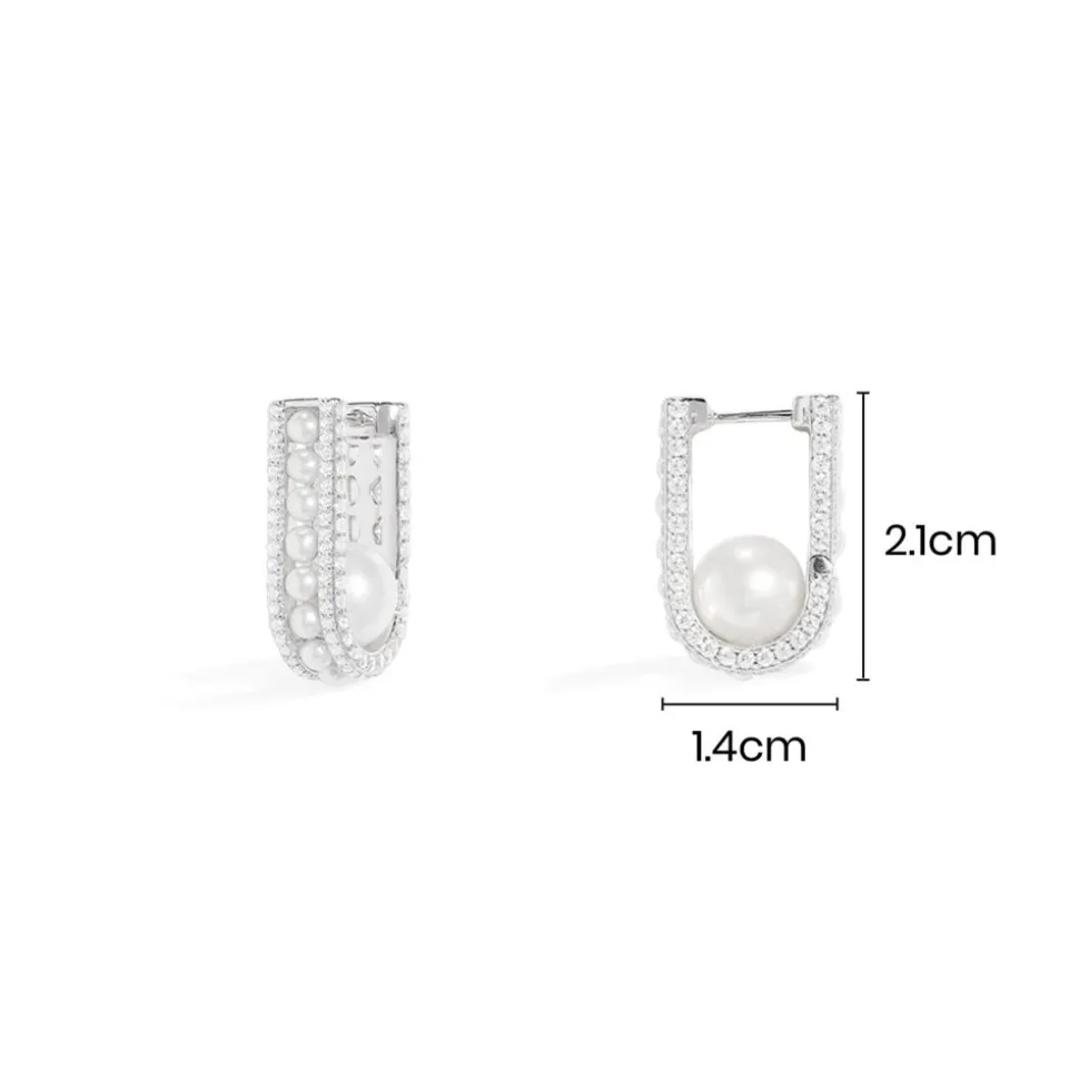 APM Monaco Pave Hoop Earrings With Pearls- Earrings