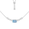 APM Monaco Pave Lagoon Blue Rectangle Adjustable Chain Necklace- Necklaces