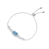 APM Monaco Pave Lagoon Blue Rectangle Adjustable Chain Bracelet- Bracelets