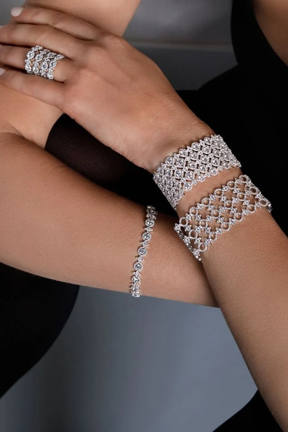 APM Monaco Pave Meteorites & Circles Bracelet- Bracelets