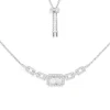 APM Monaco Pave Rectangle Adjustable Chain Necklace- Necklaces