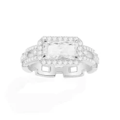APM Monaco Pave Rectangle Chain Ring- Rings