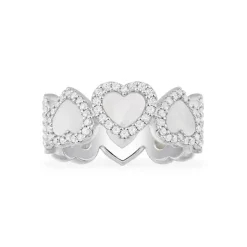 APM Monaco Pave White Nacre Full Heart Ring- Rings