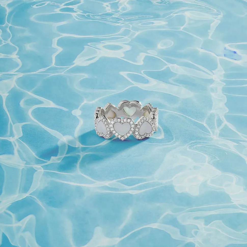 APM Monaco Pave White Nacre Full Heart Ring- Rings