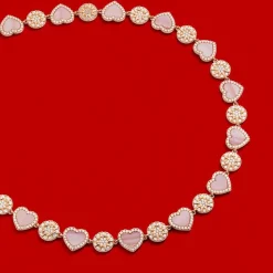 APM Monaco Pink Nacre Heart & Dot Adjustable Necklace- Necklaces
