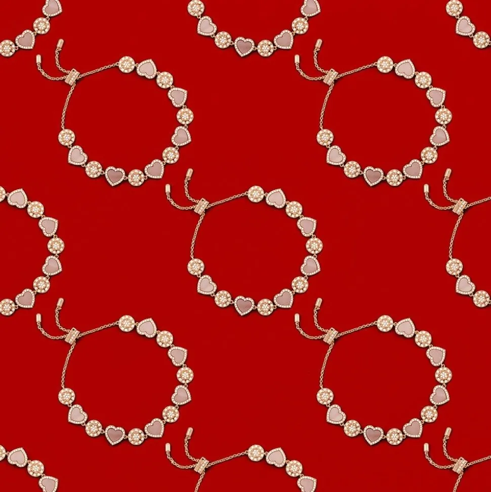 APM Monaco Pink Nacre Heart & Dot Adjustable Bracelet- Bracelets