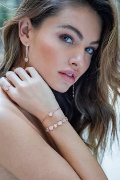 APM Monaco Pink Nacre Heart Adjustable Bracelet- Bracelets