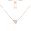 APM Monaco Pink Nacre Heart Adjustable Necklace- Necklaces