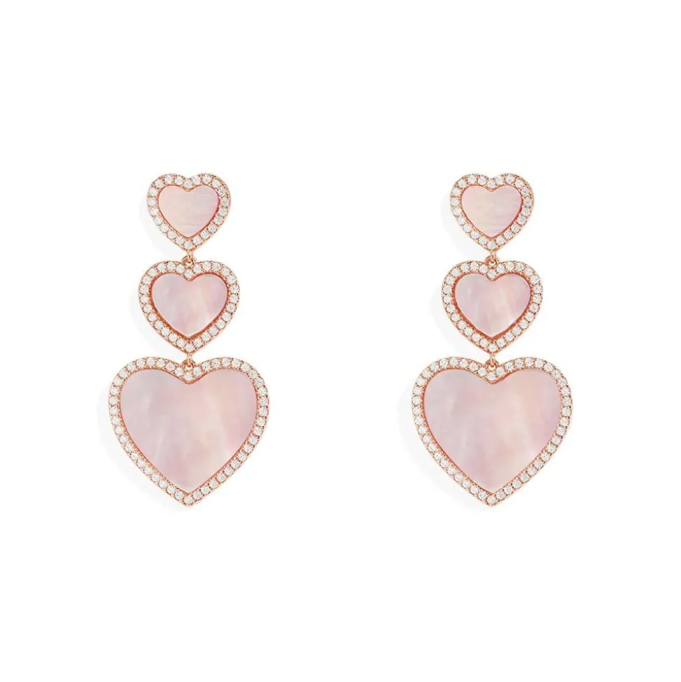 APM Monaco Pink Nacre Heart Earrings- Earrings