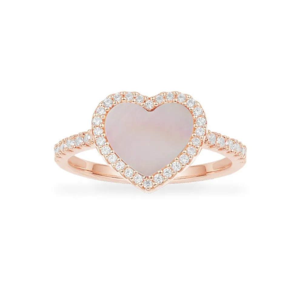 APM Monaco Pink Nacre Heart Ring- Rings