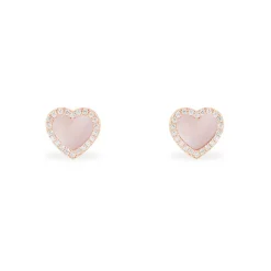 APM Monaco Pink Nacre Heart Stud Earrings- Earrings