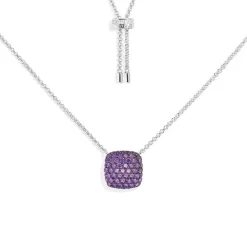 APM Monaco Purple Square Adjustable Necklace- Necklaces