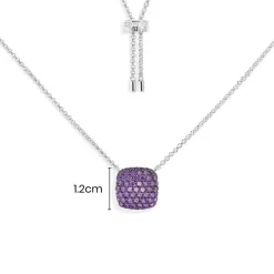 APM Monaco Purple Square Adjustable Necklace- Necklaces