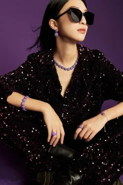 APM Monaco Purple Square Earrings- Earrings